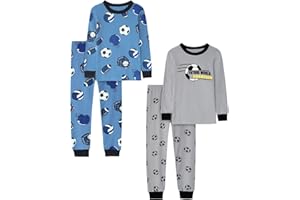 Vopawetty Boys 4-Piece Pajamas Cotton Christmas Halloween Pjs Set Kids Sleepwear