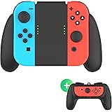 TALK WORKS 2-in-1 Dual Grip Joycon Charging Controller for Nintendo Switch - Comfort Grip Left/Right Joycons Charger Wireless