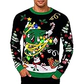 Goodstoworld Light Up Ugly Christmas Sweater for Men Women Funny LED Knitted Sweaters