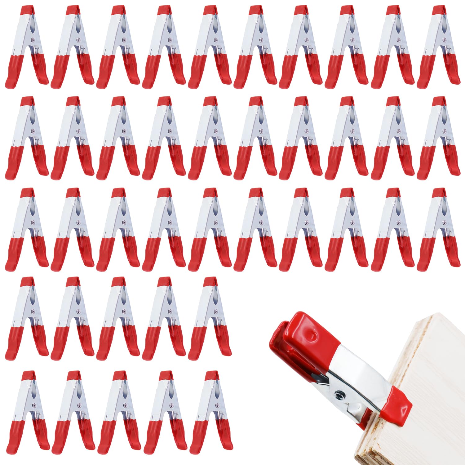 FAURAPMNG 40 Pcs 2 Inch Long Metal Spring Clips Clamps, Heavy Duty Small Spring Clamp, Tent Clips with Rubber Tips for Photography Woodworking Camping Home Improvement