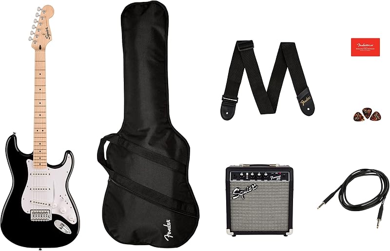 Squier by Fender Sonic Stratocaster Pack Maple Fingerboard Black with Amp