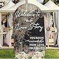Wedding Welcome Signs Wedding Stickers Welcome to Our Love Story Sign Decals Selfie Mirror Decals for Wedding Party Borad Just Married Sign for Wedding Signage Mr and Mrs Decals Reception Decor(White)