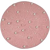 BUDUBIBI Wool Beret for Women, Classic Starry Pearl Winter Beanie French Hat Artist Painter Solid Color Beret Cap