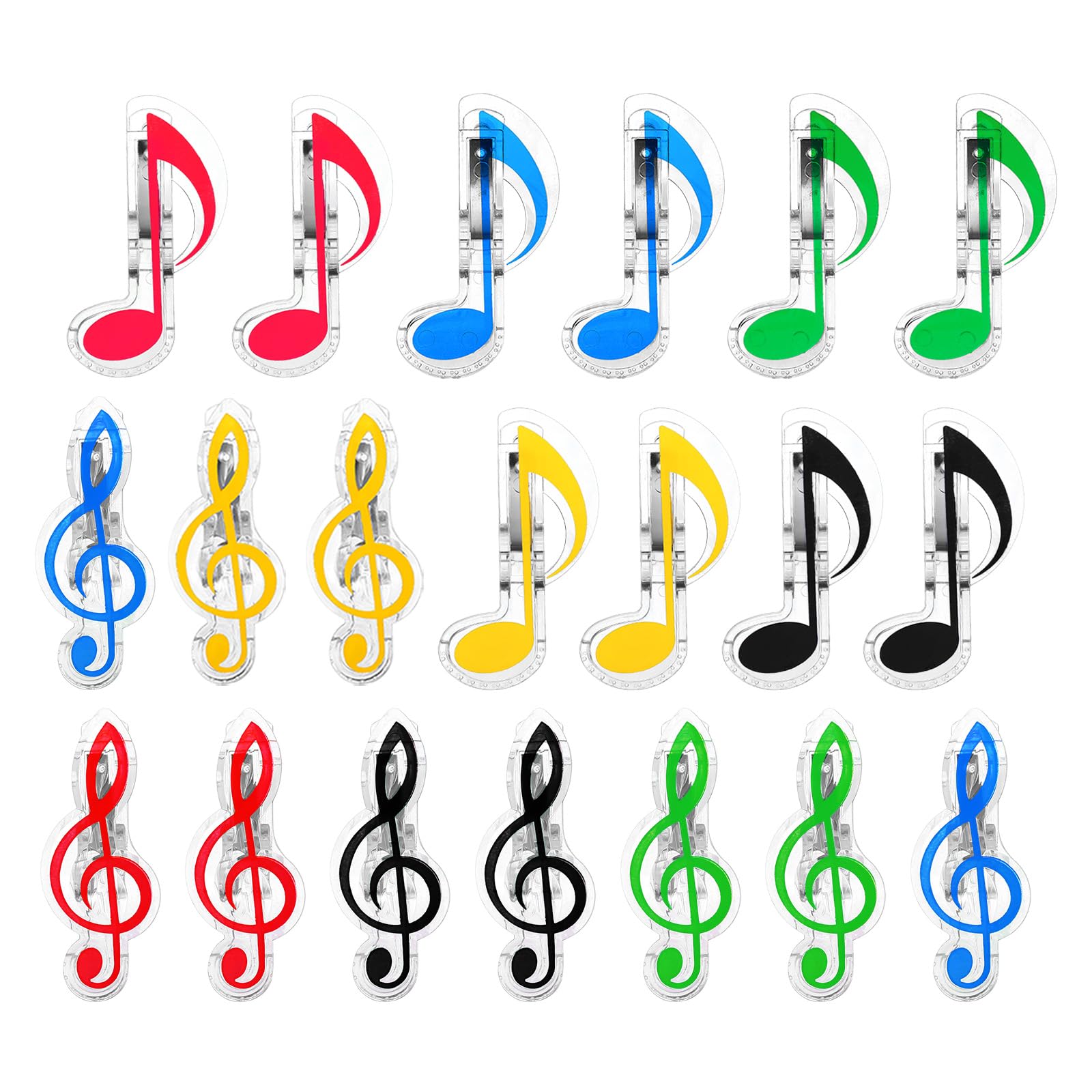 YOKIVE 20 Pcs Music Note Clips, Plastic Music Book Clip, Decoration and Marking, Great for Office/Piano Room (5 Colors, 2.8 x 1.2 Inch)
