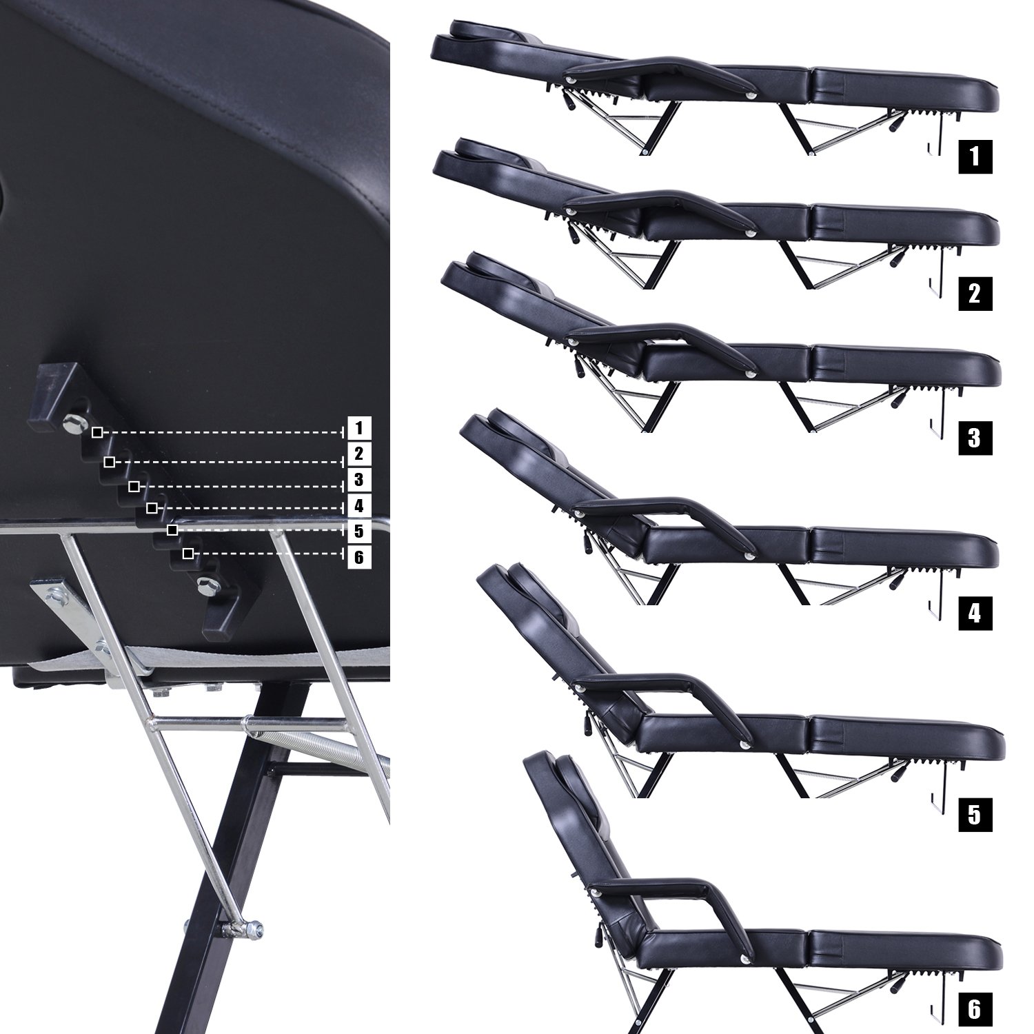 Apelila Beauty Salon Chair Massage Table Bed Folding Therapy SPA Bed Facial Tattoo Chair Black: Beauty