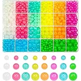 1000Pcs Glow in The Dark Beads Acrylic Luminous Round Beading Kit, 6MM 8MM 10MM Colorful Glowing Plastic Pastel Beads Spacer Charms for DIY Jewelry Craft Necklace Bracelet (Glow)