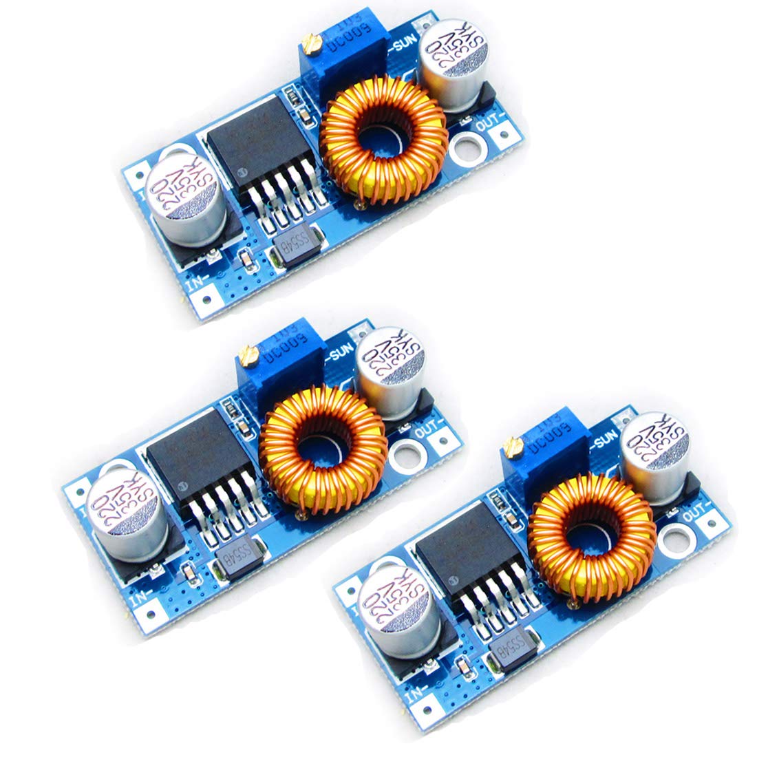 Hailege 3pcs XL4005 5A Adjustable DC-DC Buck Step Down Power Module Non-Isolated Buck Module 4-35V to 1.25-32V