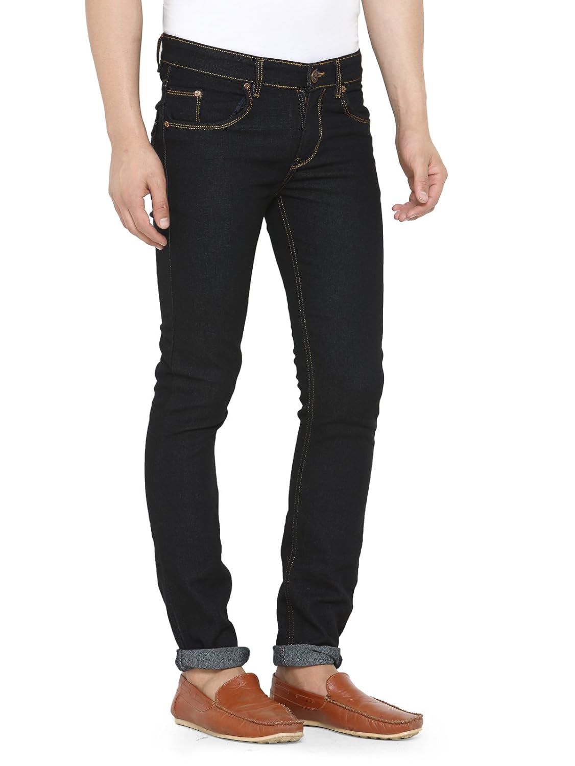 jainish men's denim stretchable jeans (black)