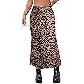 Avanova Women Boho Floral Mesh Long Skirts Elastic High Waisted Mermaid Hem 90s Grunge Maxi Skirt