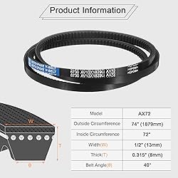 uxcell 4Pcs AX72 EPDM V-Belt, Raw Edge Cogged