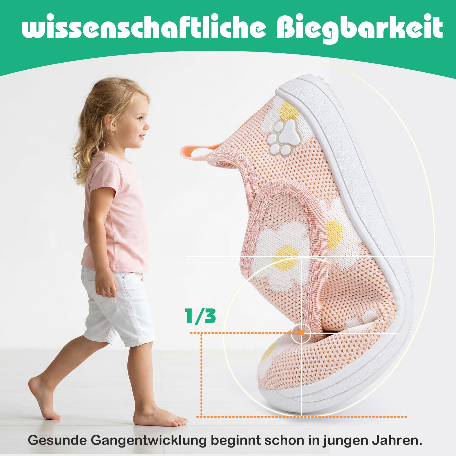 IceUnicorn Baby Barfußschuhe Lauflernschuhe Breite Kleinkind Jungen Mädchen Hausschuhe Kinder Barfussschuhe Sneaker Babyschuhe Anti Rutsch(Pink, 26EU Weit) 4
