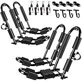 FORWODE Premium Kayak Roof Rack, 2 Pair J-Bar Roof Rack, Folding Adjustable Rack, Heavy Duty Kayak Roof Carrier 2 Kayak, Canoe, SUV, Surfboard on SUV, Car and Truck Crossbar