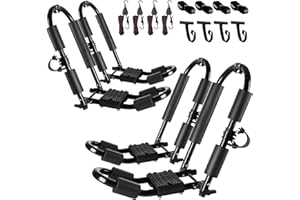 FORWODE Premium Kayak Roof Rack, 2 Pair J-Bar Roof Rack, Folding Adjustable Rack, Heavy Duty Kayak Roof Carrier 2 Kayak, Canoe, SUV, Surfboard on SUV, Car and Truck Crossbar