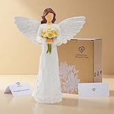 hollishowe Retirement Gift for Woman, Happy Retirement Gift for Woman, 7" Angel Figurine for Retirement Party Decorations, Retired Gifts for Coworkers Friends,Angel Statue Holding Flowers