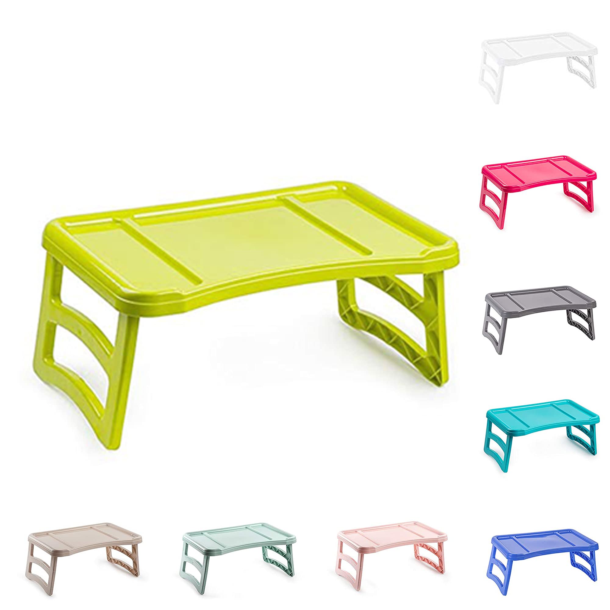 plastific Tray with Legs Folding Table for Breakfast or Lunch in Bed | 51 x 33 cm, One Size (Green)