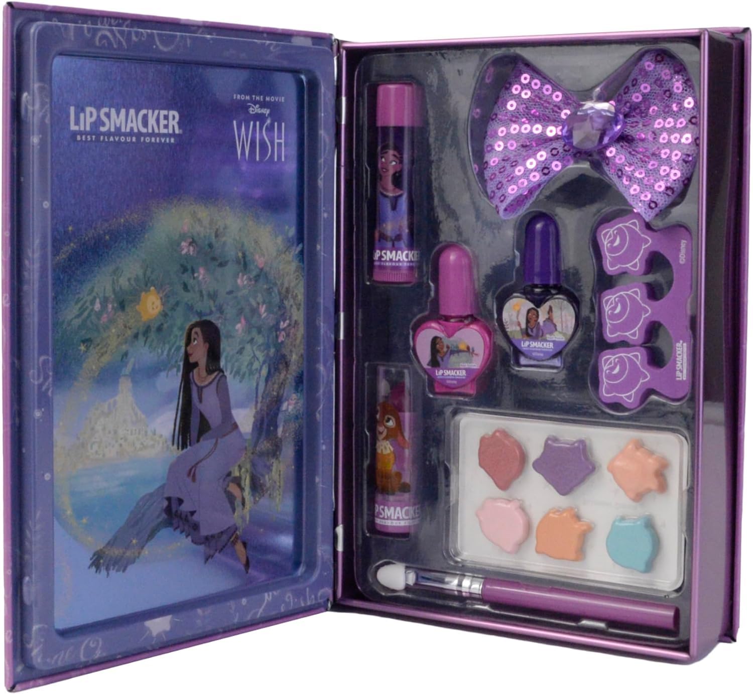 Lip Smacker Wish Book Tin, Disney Wish-Inspired Beauty Book Hiding Lipsticks, Shimmer Creams, Nail Polishes and Beauty Accessories for your Kids' Princess Look