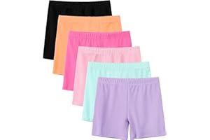 YERIOK 6 Pack Cotton Girls Bike Shorts Girls Shorts Kids Clothes Cartwheel Under Dress Breathable Multi-Color