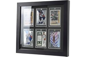 Bivitre Trading Card Display Case - Baseball Card Display Case Wall Mount, Hold 6 Cards Sports Card Display Frame for Basketball Football Hockey Cards, Black Standard (6 Cards)