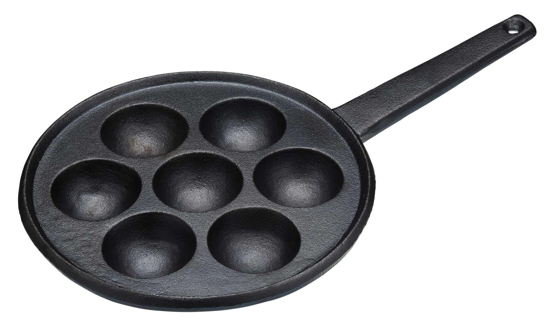 KitchenCraft Aebleskiver Pan with 7 Holes and Æbleskiver Recipe, Cast Iron, 2.5 cm