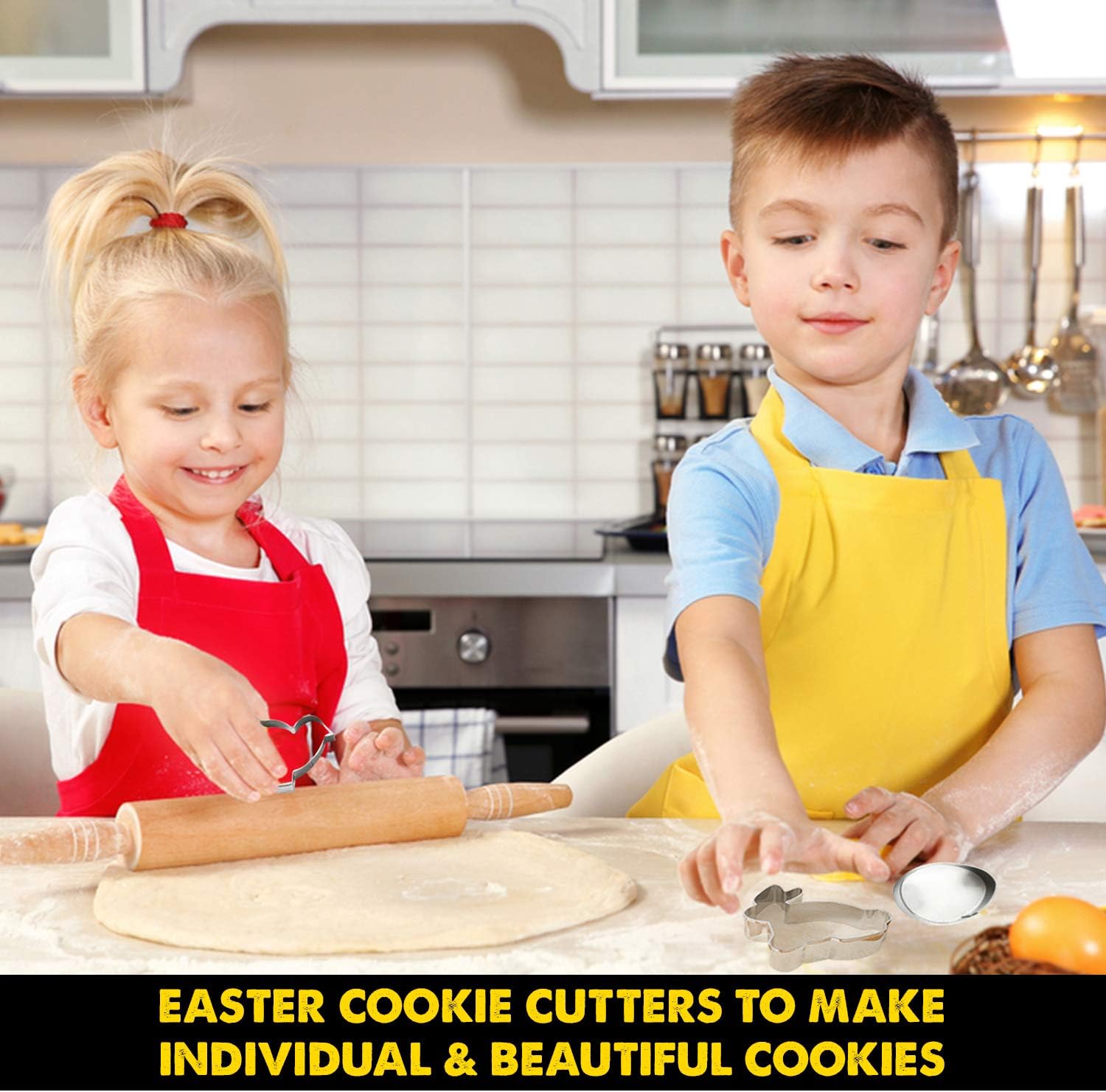 Invero® 4 Pack Easter Cookie Cutter Set including Bunny Chicken Egg Chick Rabbit Shapes Fondant Biscuit, Silver - Image 4