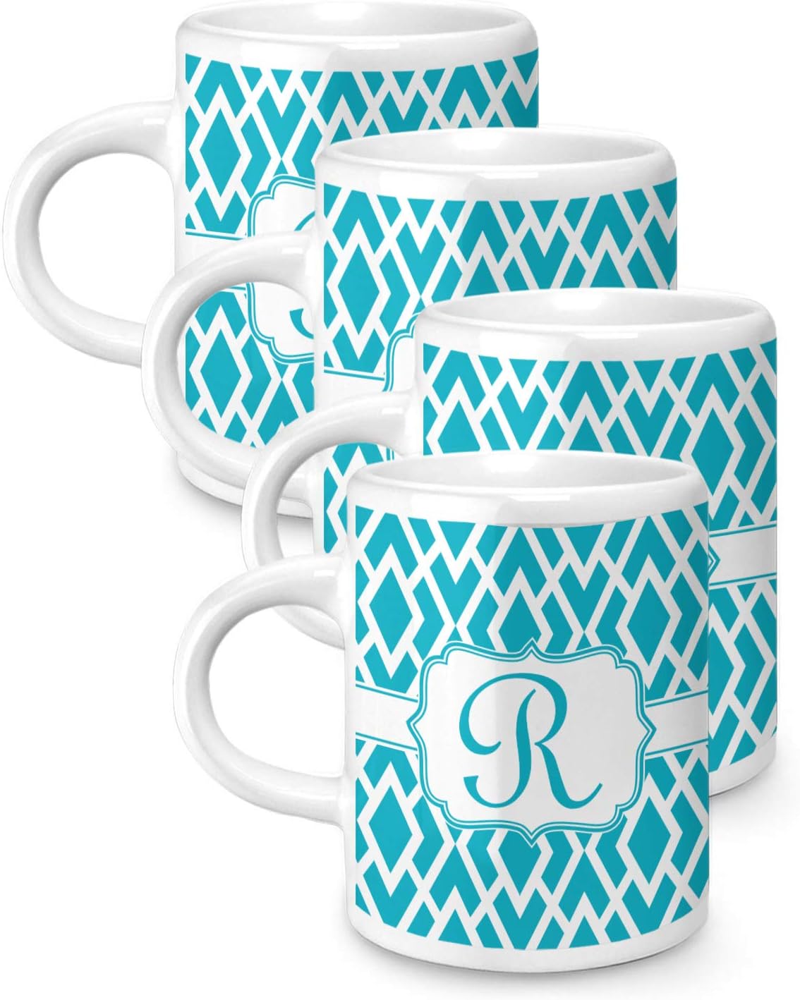 Geometric Diamond Espresso Cups Set of 4 (Personalized