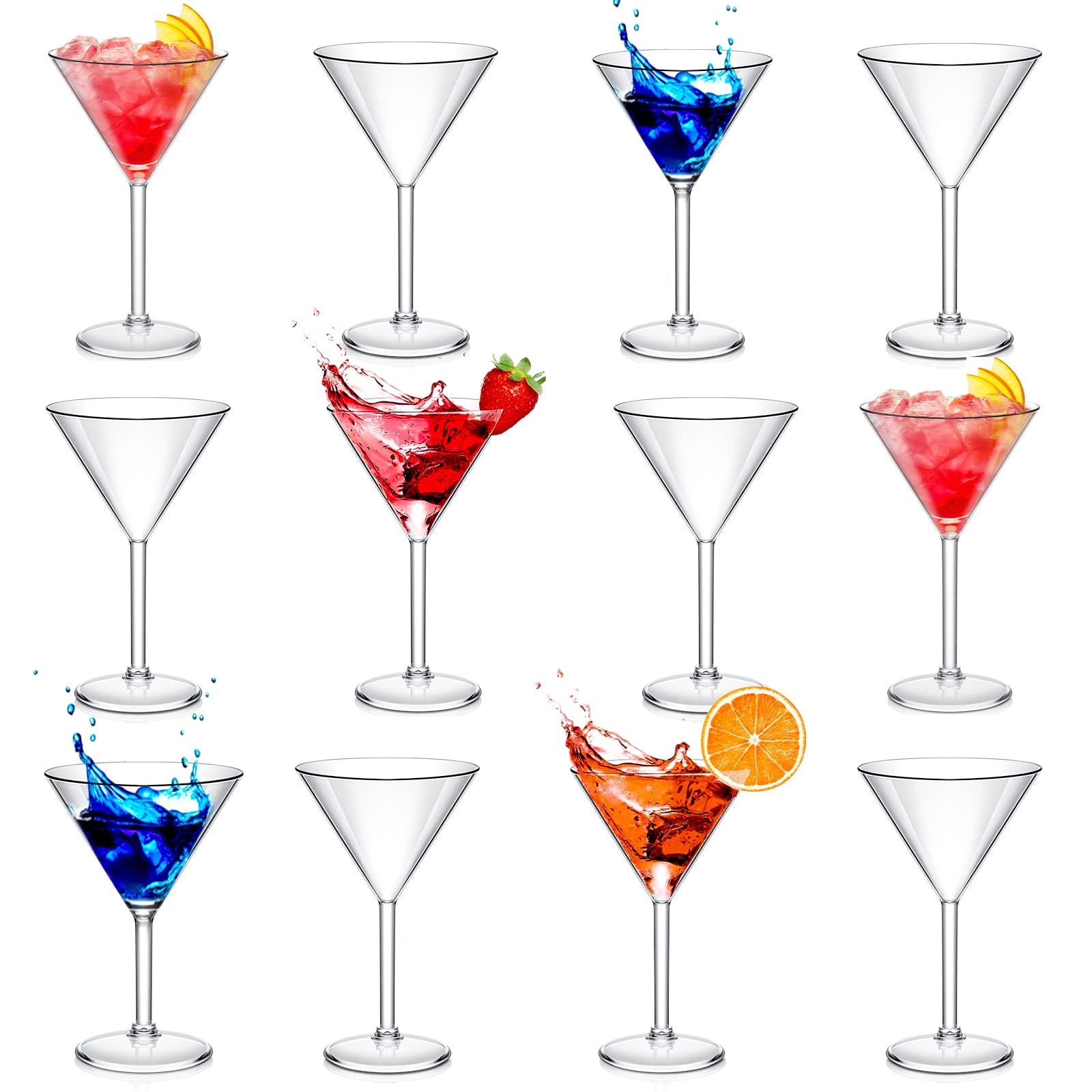 Photo 1 of 12 Pack Plastic Martini Glasses 10 oz Acrylic Unbreakable Cocktail Glasses Plastic Cups Dessert Cocktail Cups Drinkware Drink Glassware for Mousse Home Bar Restaurant Wedding Festival Party Supply