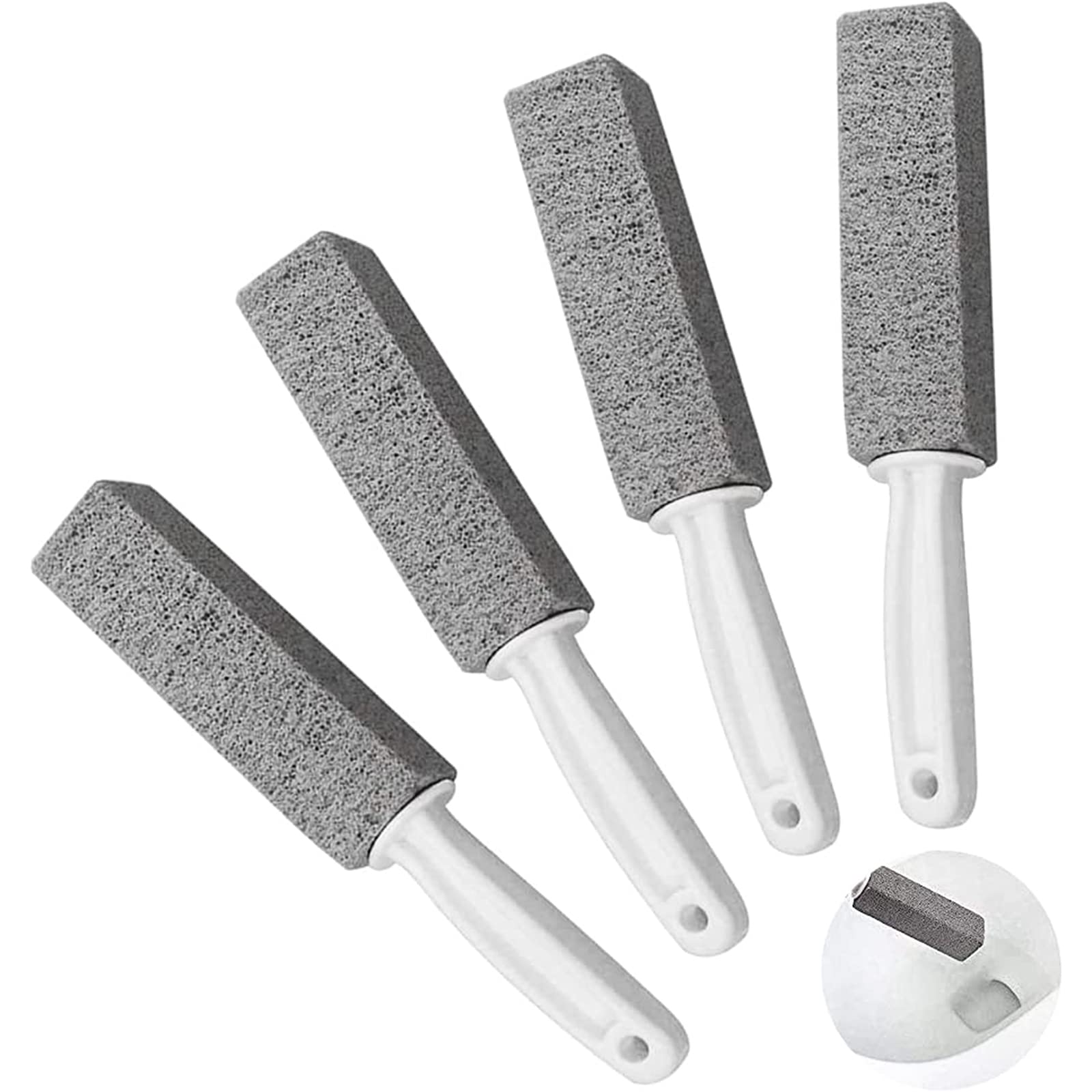 Pumice Cleaning Stone with Handle, Toilet Bowl Ring Remover Cleaner Brush Stains and Hard Water Ring Remover Rust Grill Griddle Cleaner For Kitchen/Bath/Pool/Household Cleaning 4 Pack