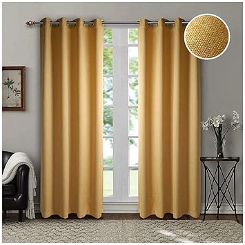 Amazon De Singinglory Gelb Gardinen Blickdichte 2er Pack 140x245cm Osen Thermo Gardinen Mit