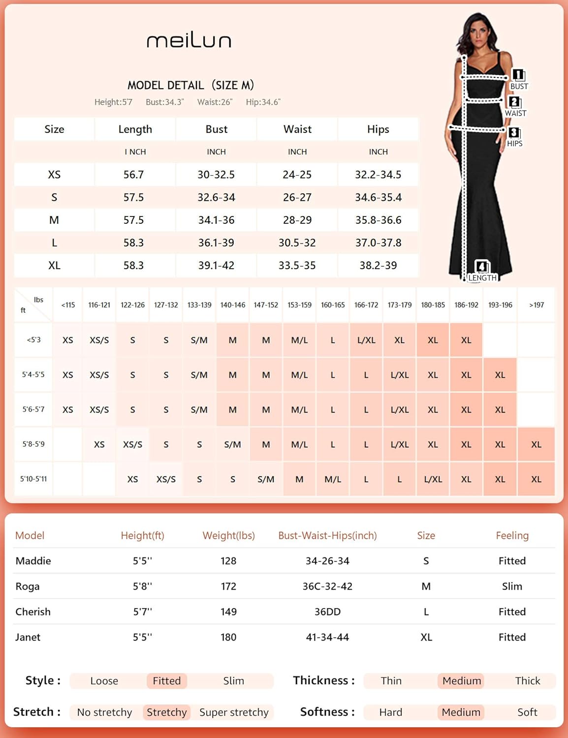 meilun Women's Maxi Bandage Dress Fishtail Bodycon Formal Evening Dresses: Clothing
