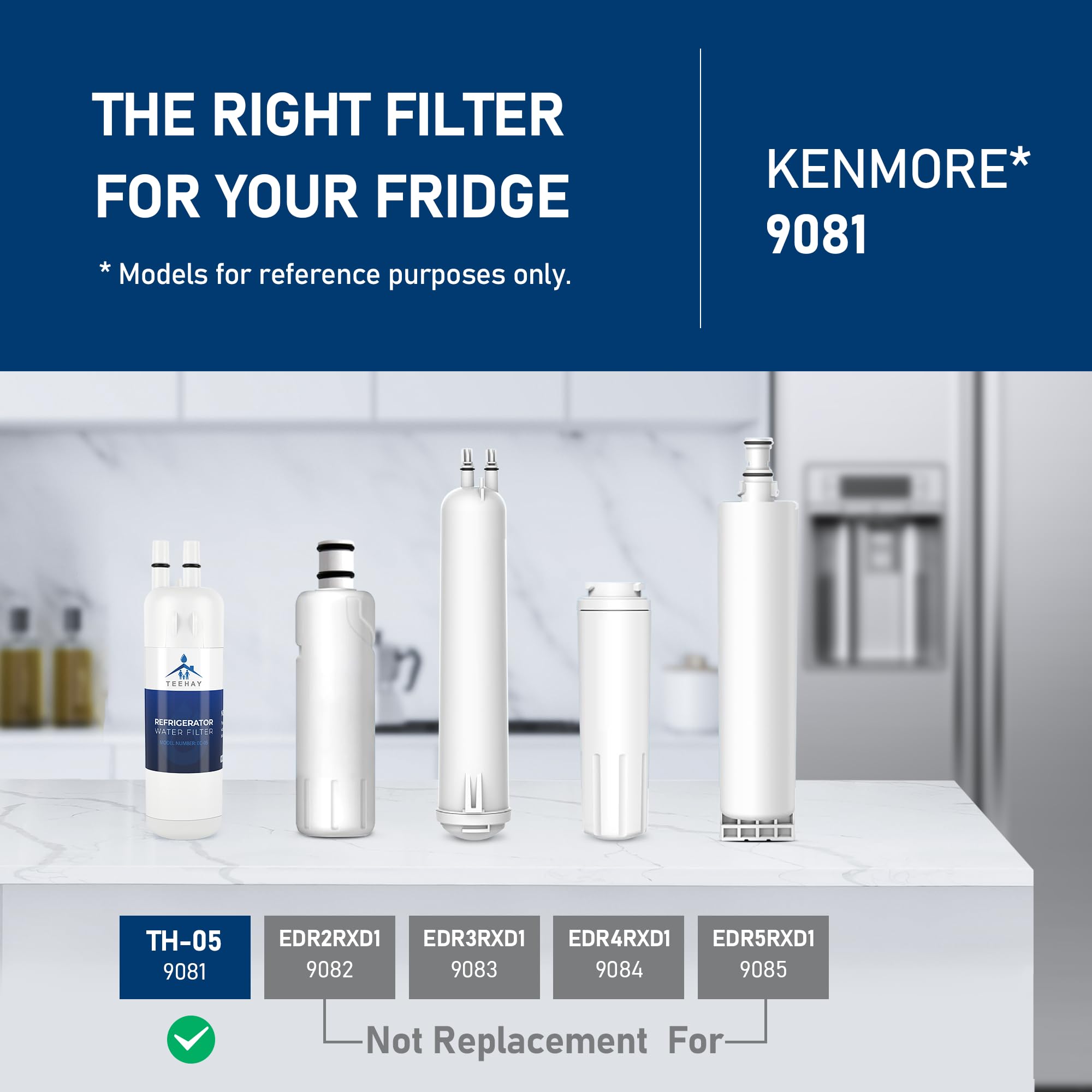 9081 Water Filter Replacement, Compatible with P5WB2L, P4RFWB, P4RFKB2, Kenmore 9930, 46-9930, 9081, 46-9081, 9930P, 469930, 04609930000 (2 Pack)