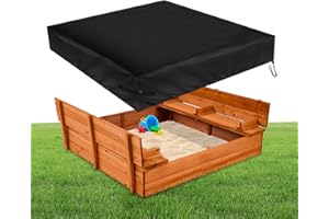 Fizentia Sand Box Cover,500D Waterproof Sandbox Cover,Heavy Duty Outdoor Cover Fits 50" L x 50" W Sand Box with Lid,Wooden or Plastic Square Sandboxes-Black (Only Cover)