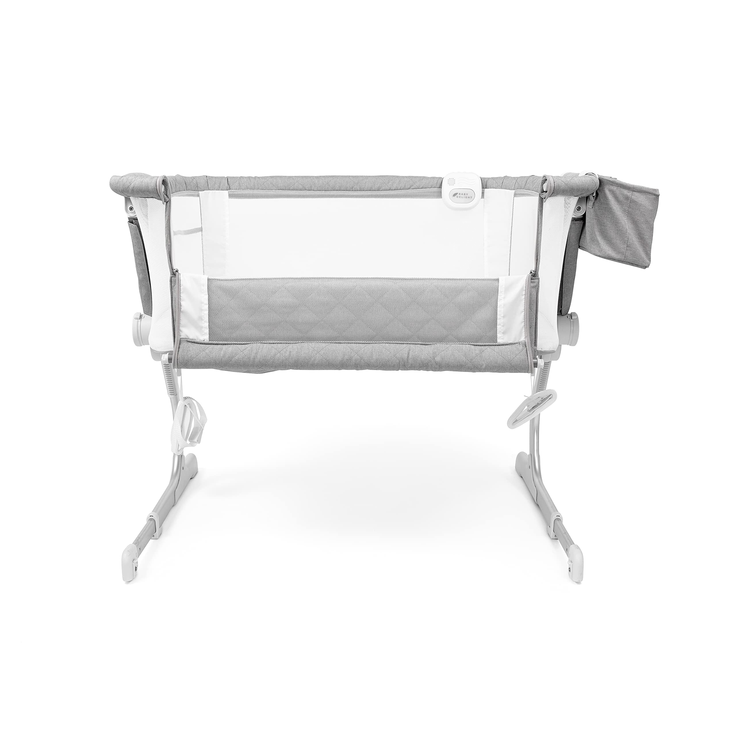 Baby Delight Beside Me Dreamer Bassinet | Bedside Sleeper | Sound Machine Included | 6 Height Adjustments | Quilted Grey