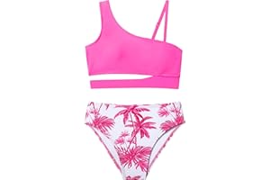 Queenstyle Girls Swimsuits Bikini Set Kids Cutout Bathing Suit Bikini Top Two Piece Girls' Swimwear