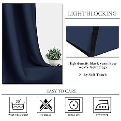 Diraysid Navy Blue Grommet Blackout Curtains for