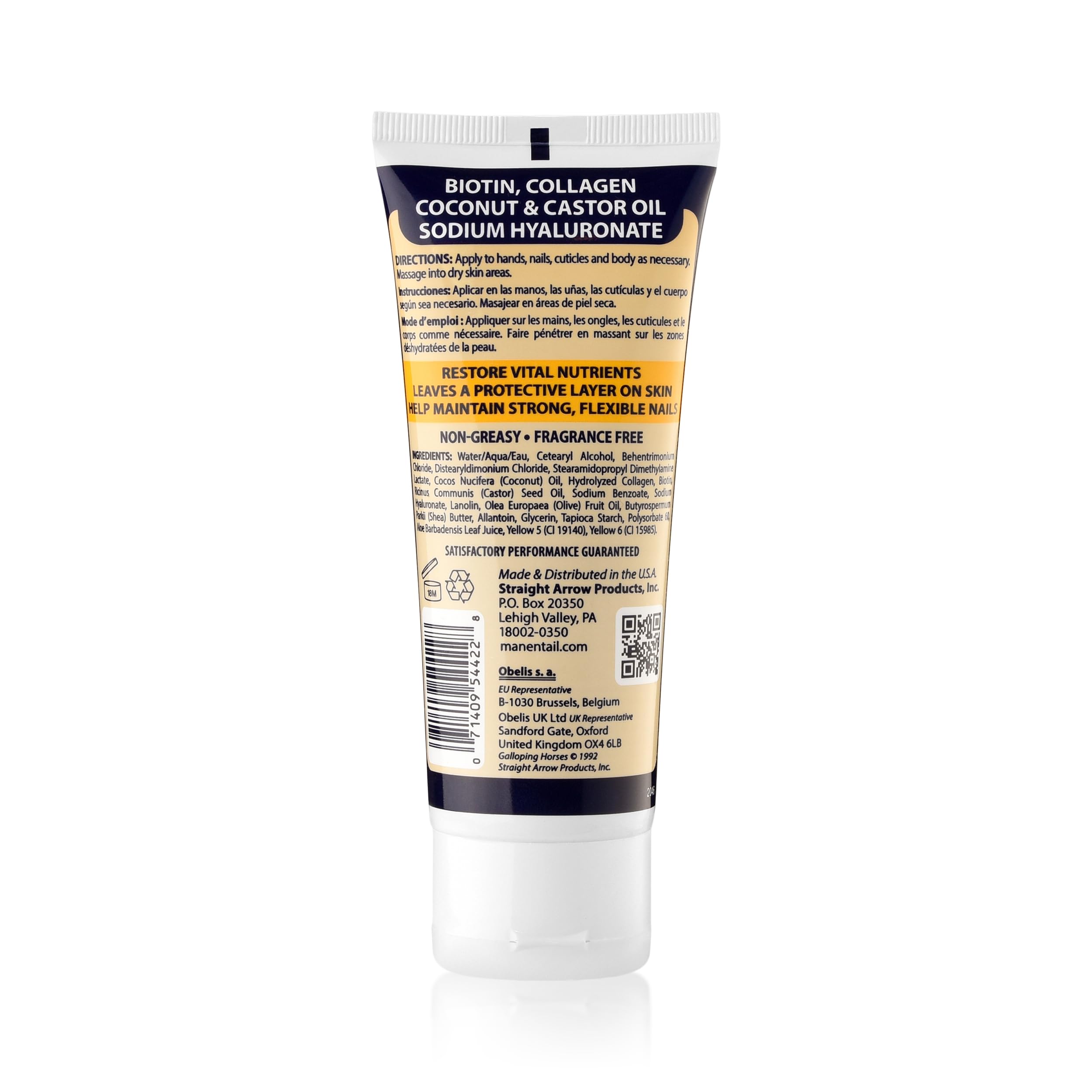 Mane 'n Tail Hoofmaker Hand & Nail Therapy 3.4 oz with biotin, Collagen, and Allantoin That Strengthen and Soften Skin Contains shea Butter & Fragrance Free