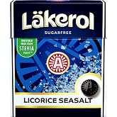 24 Boxes x 25g of L&auml;kerol Licorice Seasalt - Stevia - Original - Swedish - Sugar Free - Sea Salt - Liquorice - Pastilles - Lozenges - Drops - Dragees - Candies - Sweets