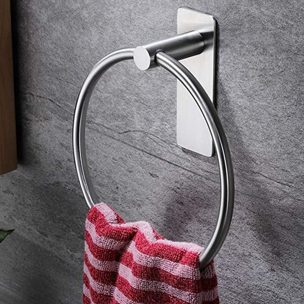 BIBILAB Self Adhesive Towel Holder, Stainless Steel Towel Ring Drill Free Hand Towel Bar for Bathroom (1): Kitchen & Dining