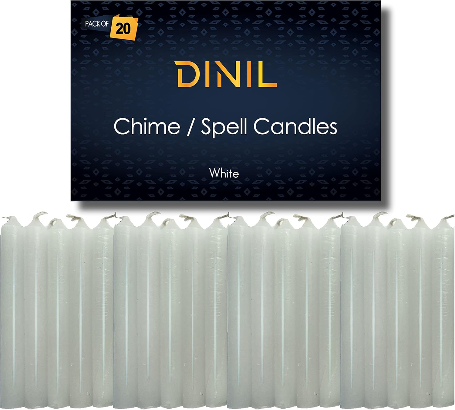 Candles & Holders - Dinil – Set of 20 White Spell & Chime Candles – Premium Mini Taper Candles for Rituals, Prayer, Birthdays, Meditation, Altar, Spells, Chime Candles - 4 Inch Tall, Unscented (White)