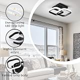 EIDISUNY Modern LED Ceiling Light 22W Cool White 6000K Black Square view 8