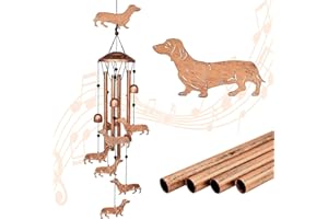 Dachshund Dog Wind Chimes for Outside,Metal Windchimes,Dachshund Dog Gifts for Women/Men,Wind Chime Garden Decor Outdoor,Memo
