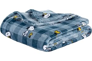 Berkshire Blanket Peanuts® VelvetLoft® Cute Character Snoopy Plush Blanket,Navy Tonal,Twin 60 in x 90 in (Official Peanuts® Product)