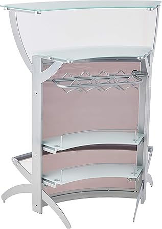 Amazon Com 2 Shelf Bar Unit With Glass Top Silver Frosted And