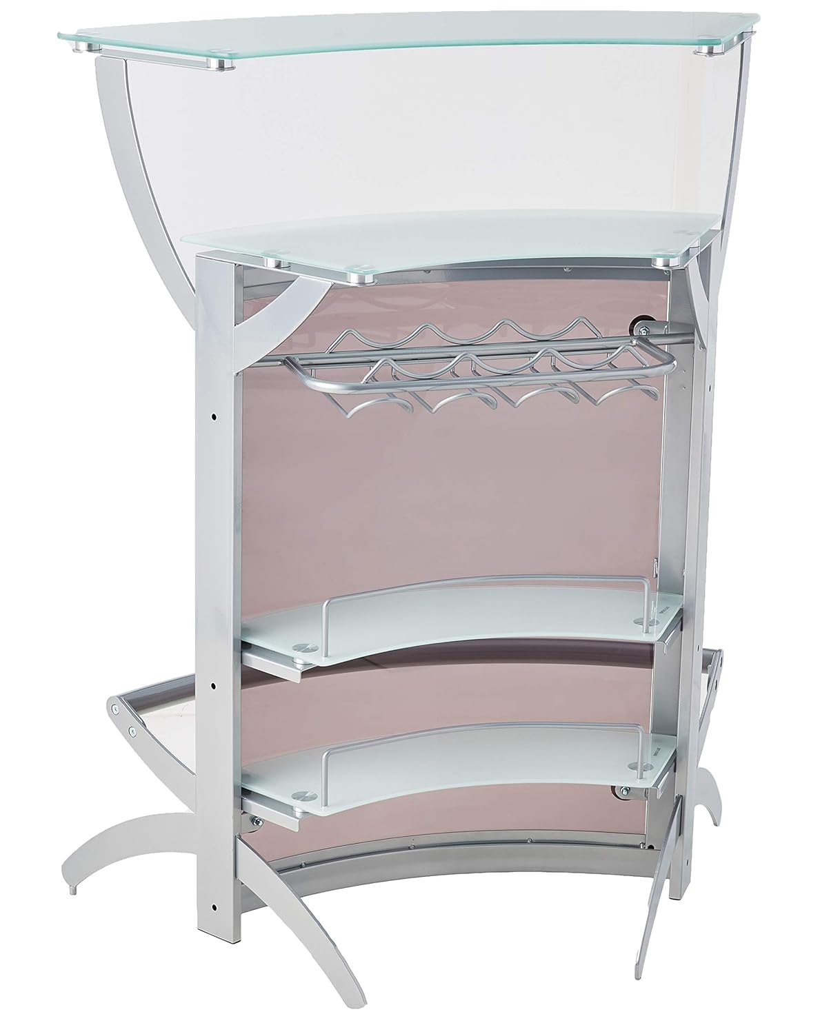 2-shelf Bar Unit with Glass Top Silver, Frosted and Smoke