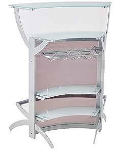 2-shelf Bar Unit with Glass Top Silver, Frosted and Smoke