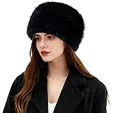 HH HOFNEN Womens Faux Fur Hat Winter Russian Hat Warm Plush Fluffy Furry Bucket Hat Ear Warmers