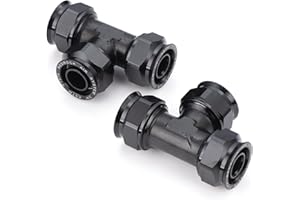 Redrock Performance 3/4 inch Equal Tee Fitting, 2 Pack Tubing fitting for 3/4" (25mm OD) Tubing System,Black