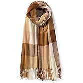 Villand Women's Wool Scarf - Cashmere Feel Winter Checked Scarves for Women, Large Soft Thick Shawls and Wraps with Gift Box
