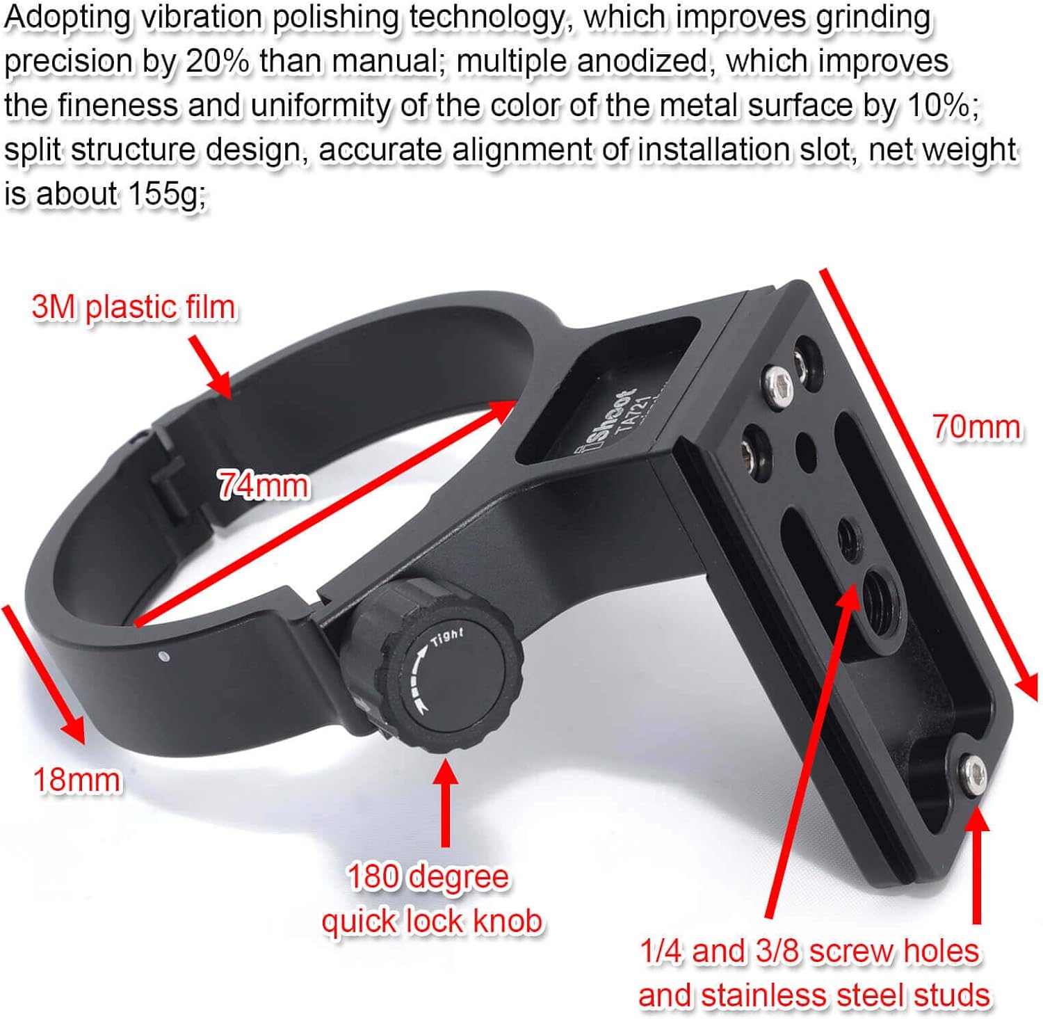iShoot Tripod Mount Ring, Lens Collar Support Compatible with Tamron 70-210mm f/4 Di VC USD A034 - Image 5