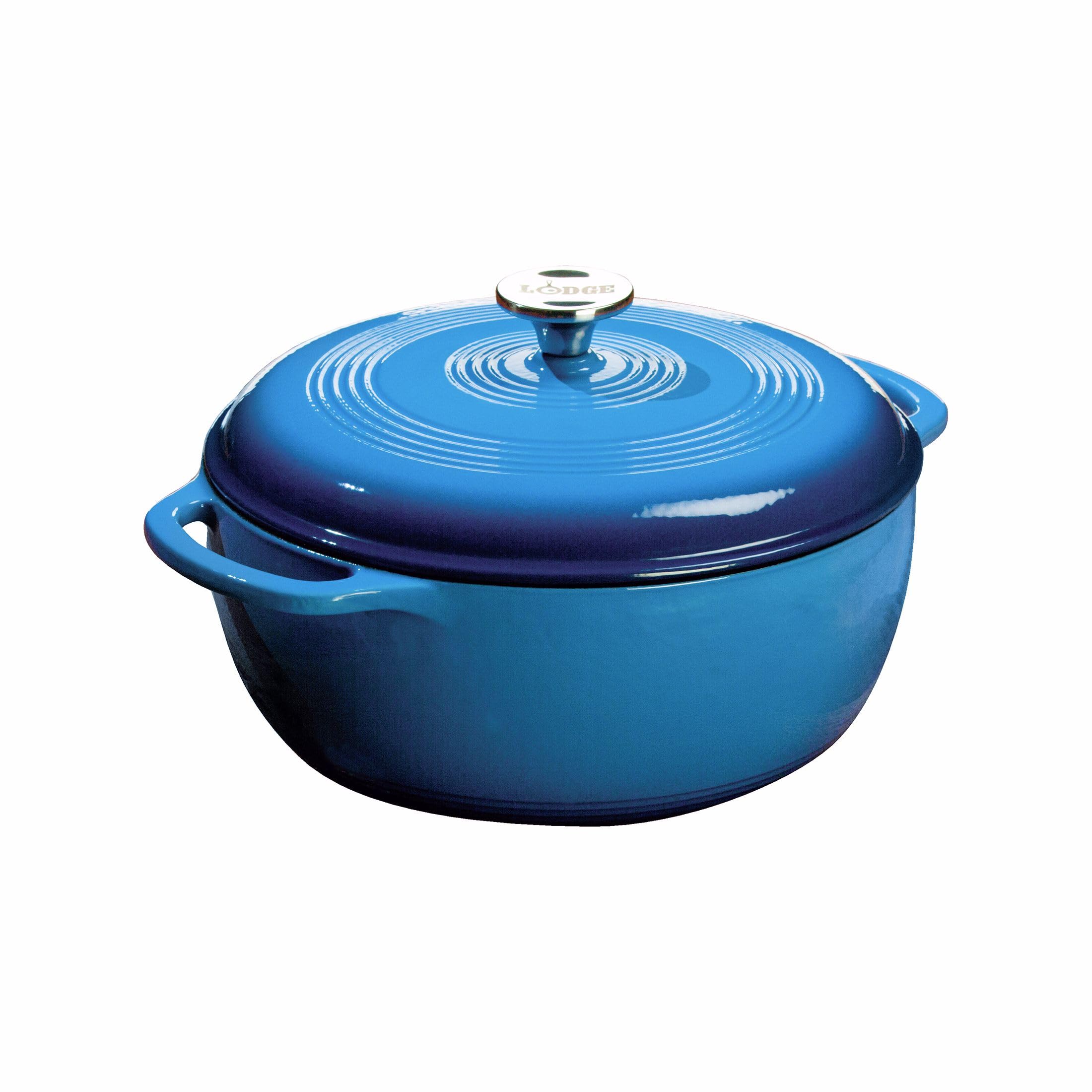 Lodge 5.68 litre / 6 quart Cast Iron/Porcelain Enamel Dutch Oven/Casserole Dish, Blue
