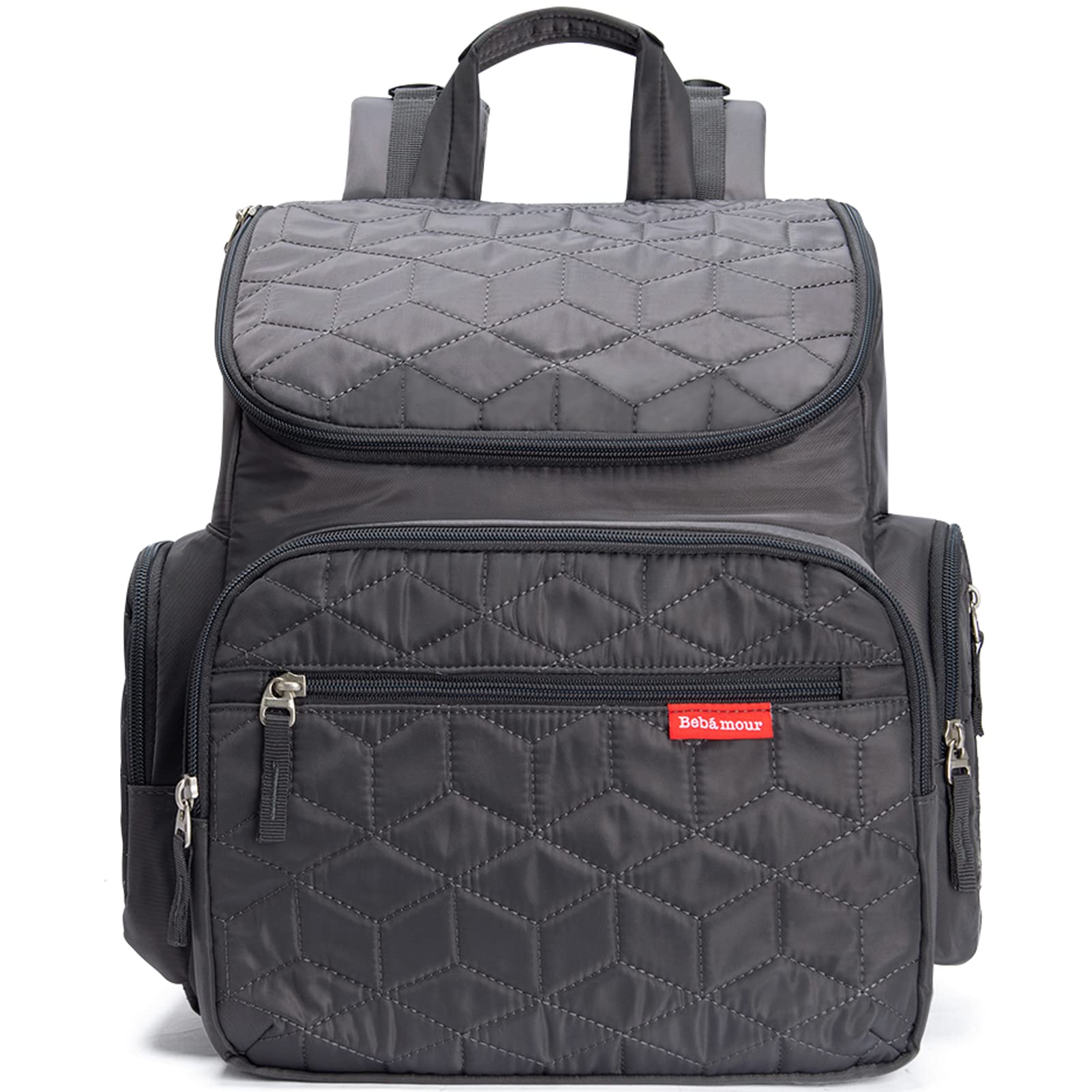 Bebamour Changing Bag with Baby Changing Mat, Mesh Bag, Insulated Bag, Large Baby Changing Bags, Grey